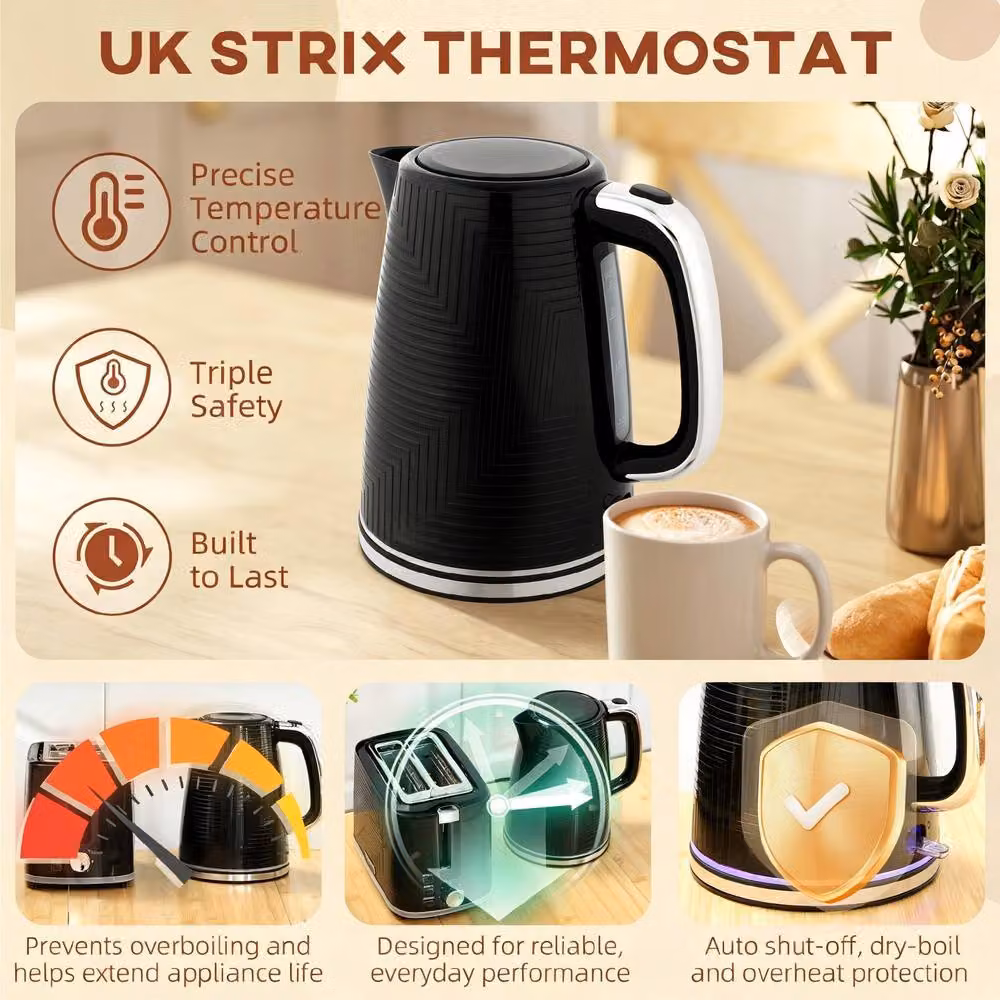 STILVORA Kettle and Toaster Set in Black – 2
