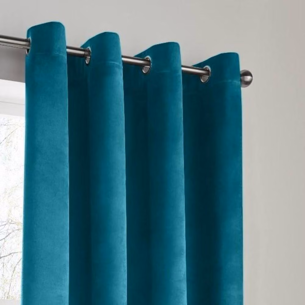 Luxury Living Petrol Velvet Thermal Blackout Eyelet Curtains, Pair, Width: 168 cm, Drop: 229 cm – 5
