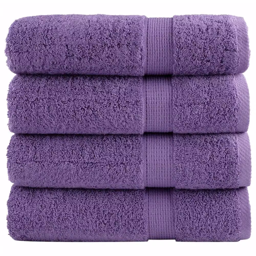 Berkfield Home SOLUND Premium Cotton Terry Hand Towels, Purple, 4 Pack, W: 50 cm, L: 100 cm, 600 gsm – 2