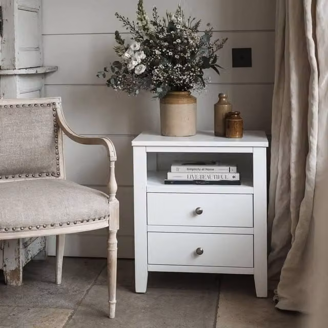 Statement Furniture Brooklyn 2 Drawer White Bedside Table with Dovetail Construction