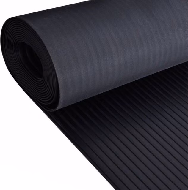 Ark Mat Black Rubber Flooring Matting with Wide Ribbed Pattern, W: 200 cm, D: 300 cm, H: 0.3 cm – 1