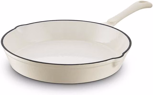 Barbary Oak Enamelled Cast Iron Frying Pan with Pouring Spout, 26 cm
