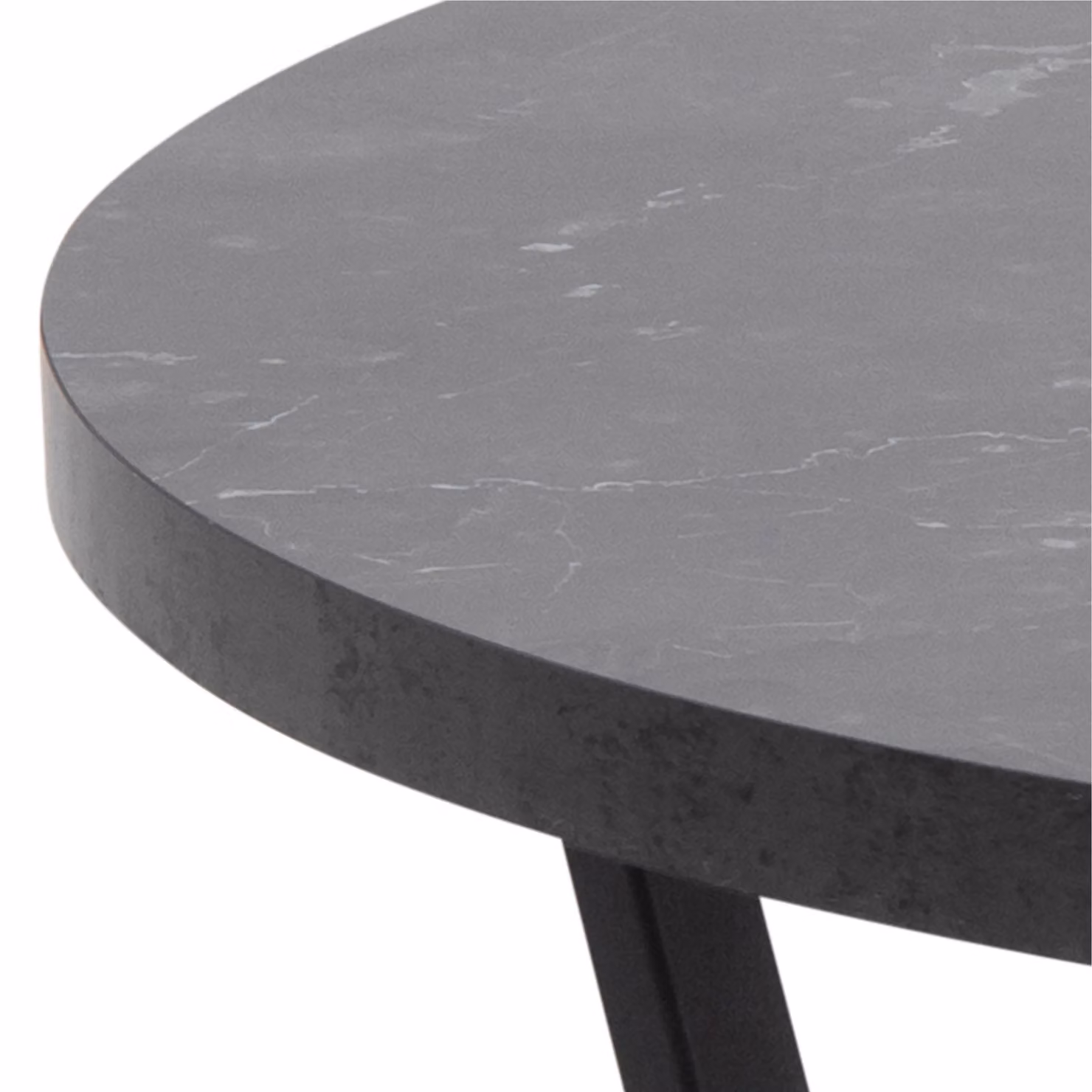 Furniture To Go Amble Round Coffee Table with Black Marble Effect Top and Black Legs – 4