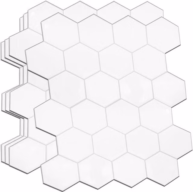 Walplus 3D Glossy White Resin Field Tile Stickers for Kitchen and Bathroom, W: 20.3 cm, H: 28.5 cm