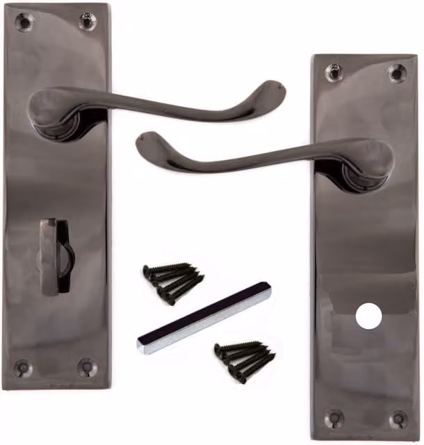 Golden Grace Nickel Plated Bathroom WC Toilet Door Handles in Black