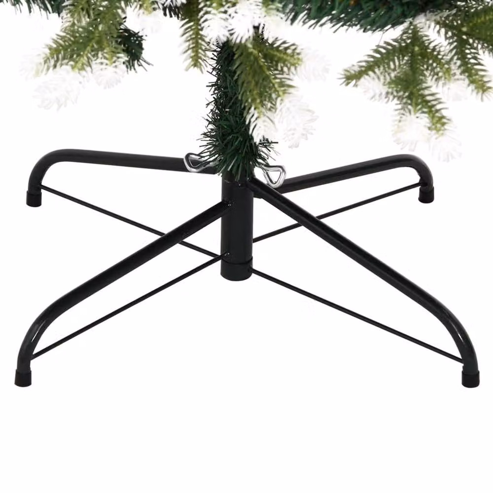 Berkfield Home Beautiful Artificial Hinged Christmas Tree with Flocked Snow in Green and White, Height: 210 cm – 6