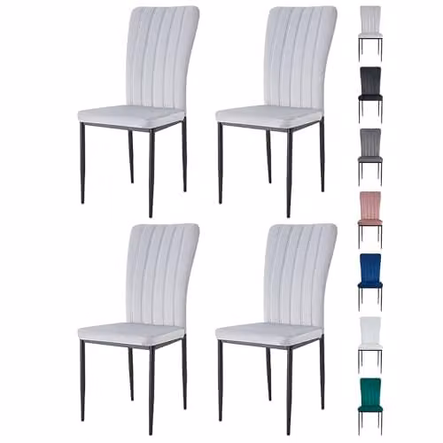 mcc direct Elle Set of 4 Velvet High Back Dining Chairs in Light Grey with Metal Legs