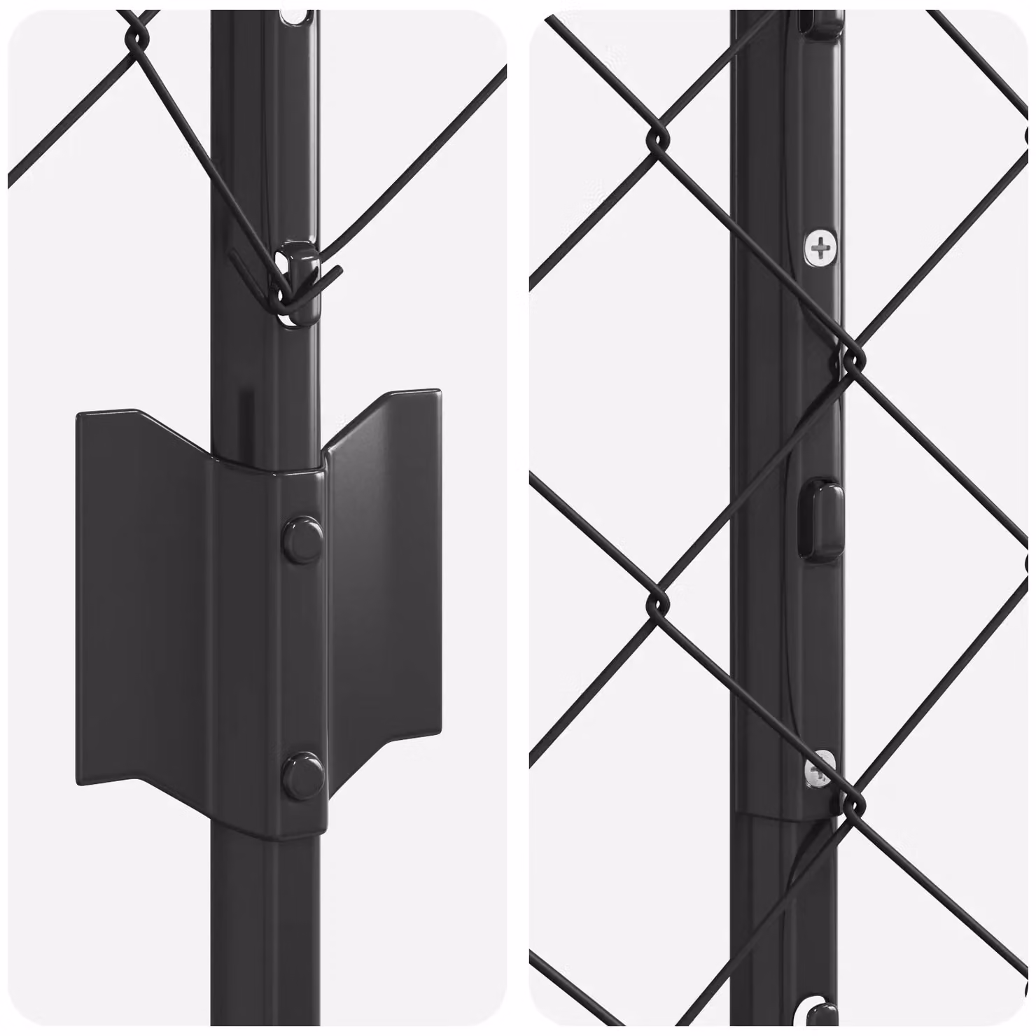 Berkfield Home Grey Galvanised Steel Chain Link Fence with 20 U-Profile Posts, W: 10 m, H: 1.4 m – 3
