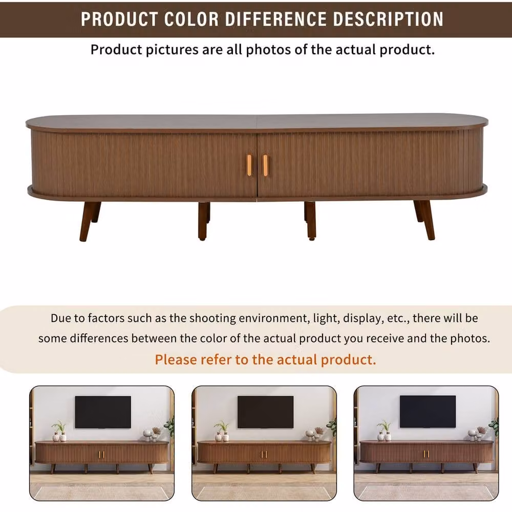 Rolipo Dark Walnut TV Stand and Coffee Table Set for 70 Inch TVs in Brown – 3