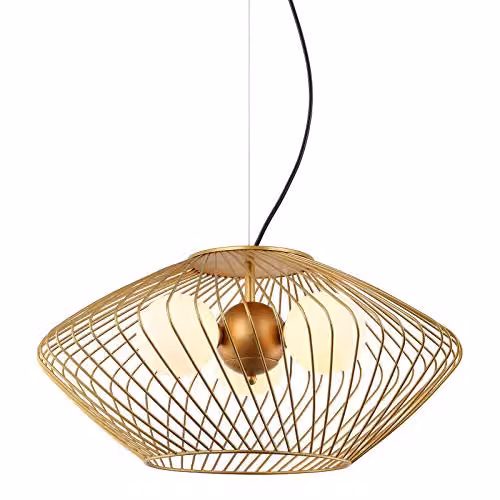 Netlighting Modern 3-Light Suspended Pendant Light in Gold and White with Glass Shades and G9 Base