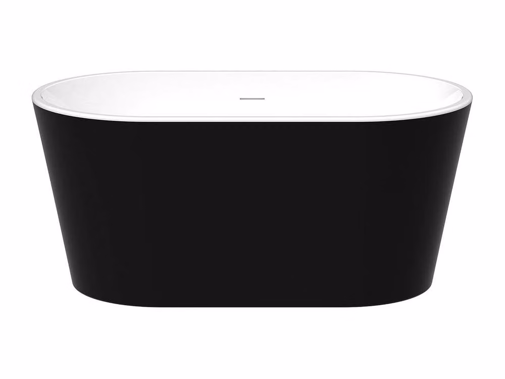 Vente-unique Oval Freestanding Acrylic Bathtub in Black, W/D/H: 130 x 71 x 58 cm – 2