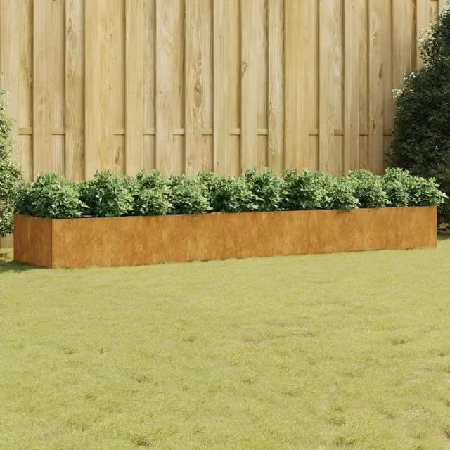 Berkfield Home Garden Corten Steel Raised Bed in Brown, W/D/H: 360 x 80 x 40 cm