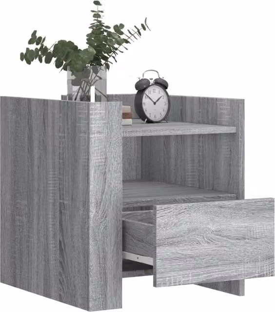 Berkfield Home Decorative Bedside Cabinet in Grey Sonoma, W/D/H: 45 x 50 x 50 cm