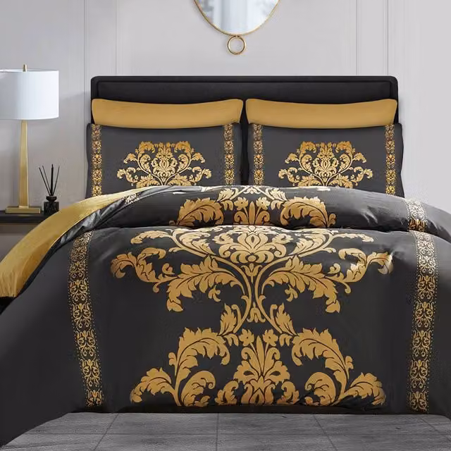 Grace Double Brushed Microfibre King Size Duvet Cover and Pillowcase Set in Gold, W/D/H: 180 x 200 cm – 1
