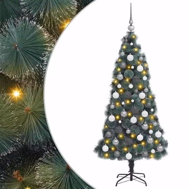 Berkfield Home Pre-lit Artificial Christmas Tree with Ball Set, Green, Height: 210 cm – 1