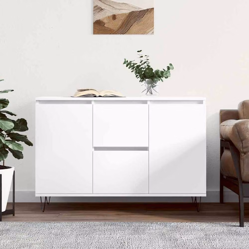 Berkfield Home Modern White Sideboard, W/D/H: 104 x 35 x 70 cm – 2