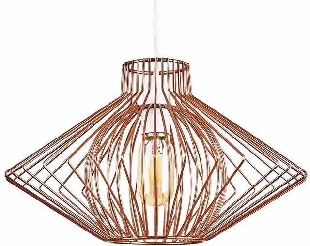 ValueLights Sinat Modern Copper Geometric Wire Basket Pendant Ceiling Light Shade, Shade Width: 36.5 cm – 1