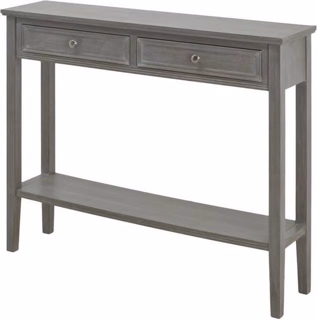Lemon Pavilion Furniture and Decor The Serene Collection Two Drawer Console Table in Grey, W110 x D26 x H86 cm