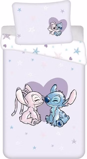 Lilo & Stitch Purple Cotton Duvet Cover and Pillowcase Set with Stars