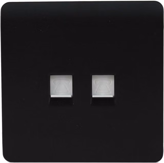 Trendi Switch 2 Gang RJ45 Cat 6 Ethernet and Telephone Secondary Sockets in Matt Black – 1