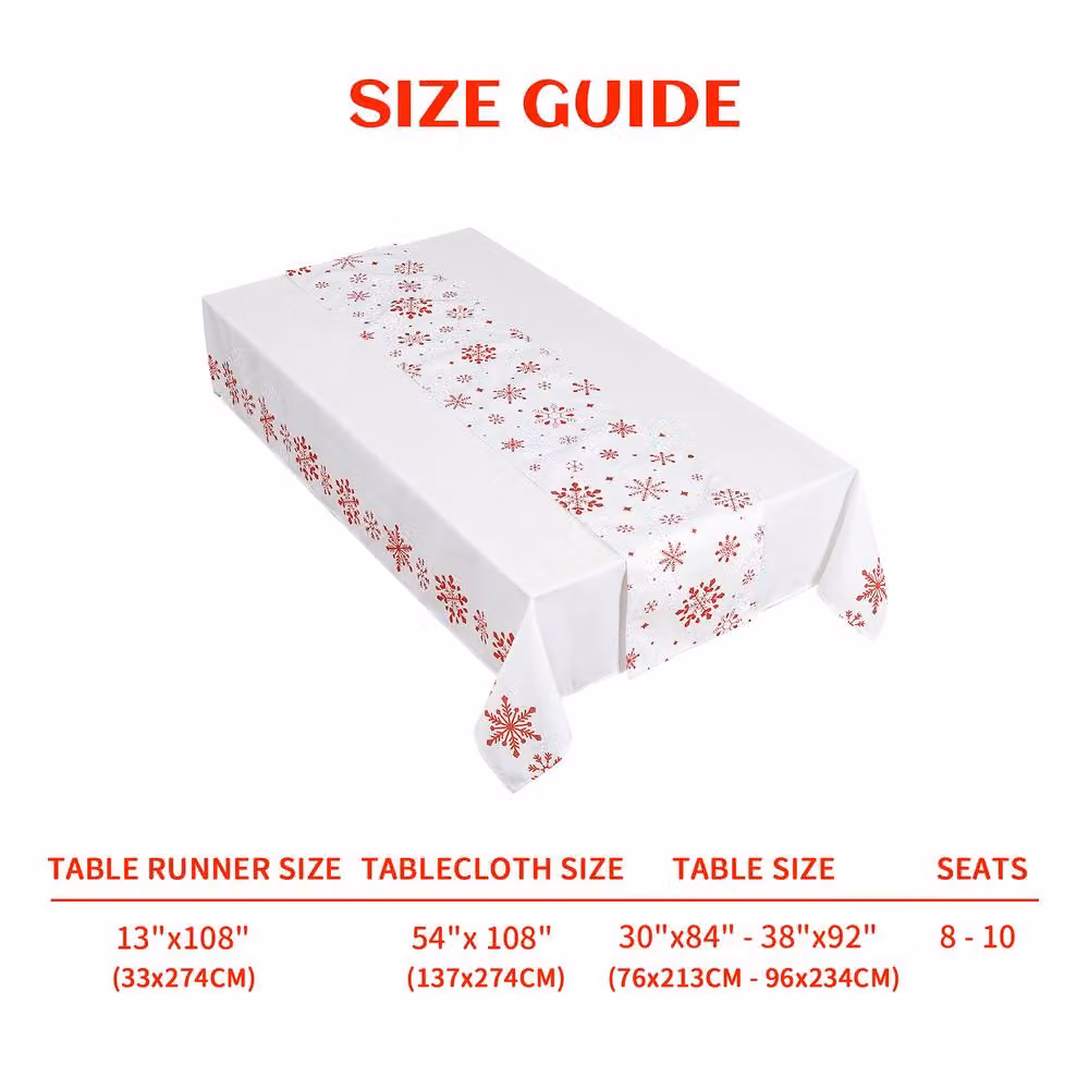 London Boutique Christmas Snowflake Tablecloth, White, W: 137.16 cm, D: 200.66 cm – 3