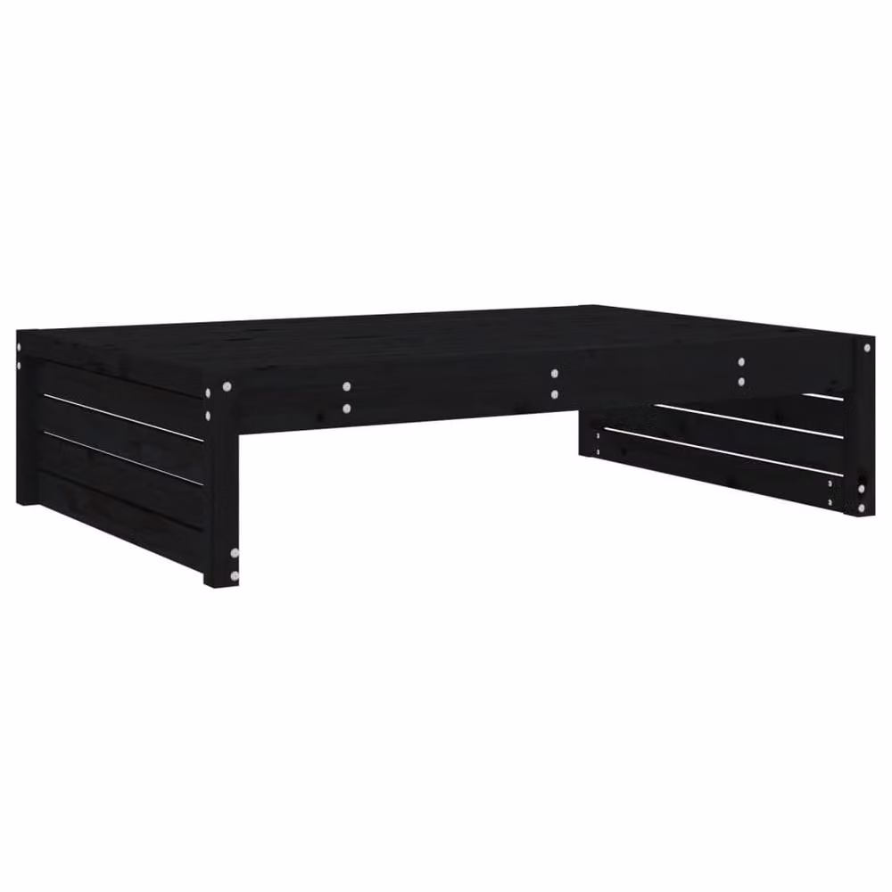 Berkfield Home Beautiful Garden Footstool in Black Solid Pine, W: 120 cm, D: 84 cm, H: 30 cm – 2