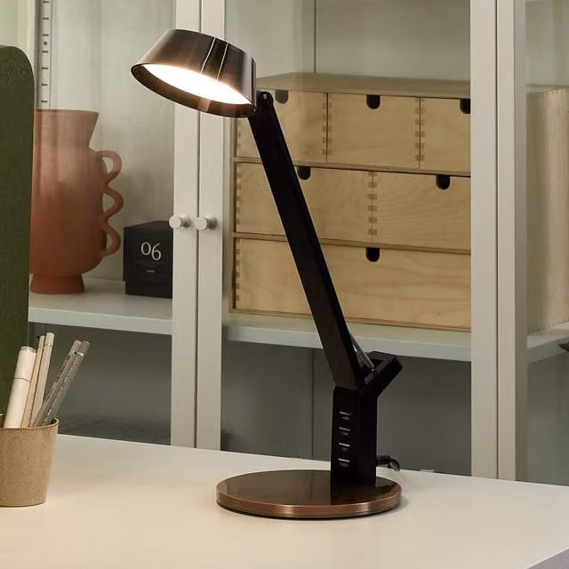 Wyld and Coco Copper LED Desk Lamp with Adjustable Arm, Touch Dimmer and USB Port