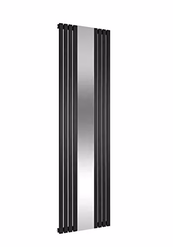 Bathroom Kingdom Reina Reflect Black Vertical Mirror Radiator and Towel Rail H 180 cm x W 44.5 cm x D 9 cm