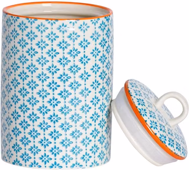 Nicola Spring Hand-Printed Ceramic Kitchen Utensil Holder, 1 Litre, Blue – 1