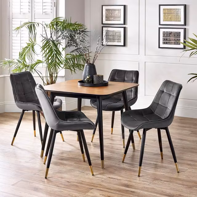 Julian Bowen Findlay Square Table and Hadid Chairs Set in Grey