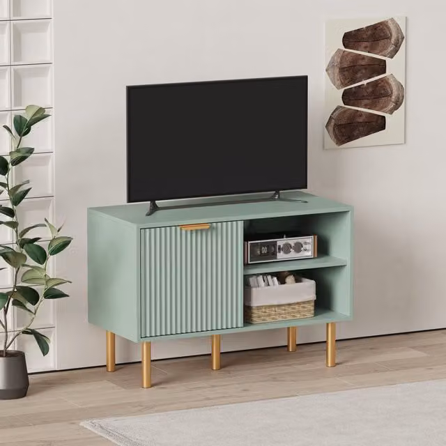 HMD Modern 1 Door TV Stand in Green and Gold