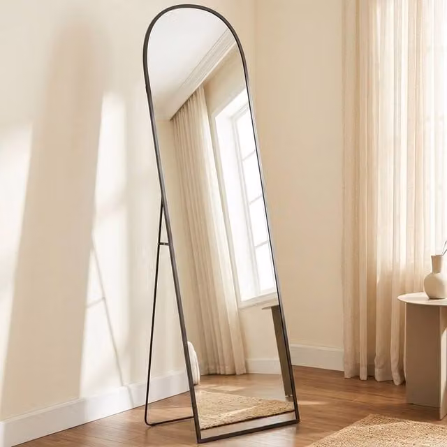 STILVORA Full Length Rectangular Wall Mirror with Aluminium Frame, Black, H: 164.5 cm x W: 60.0 cm