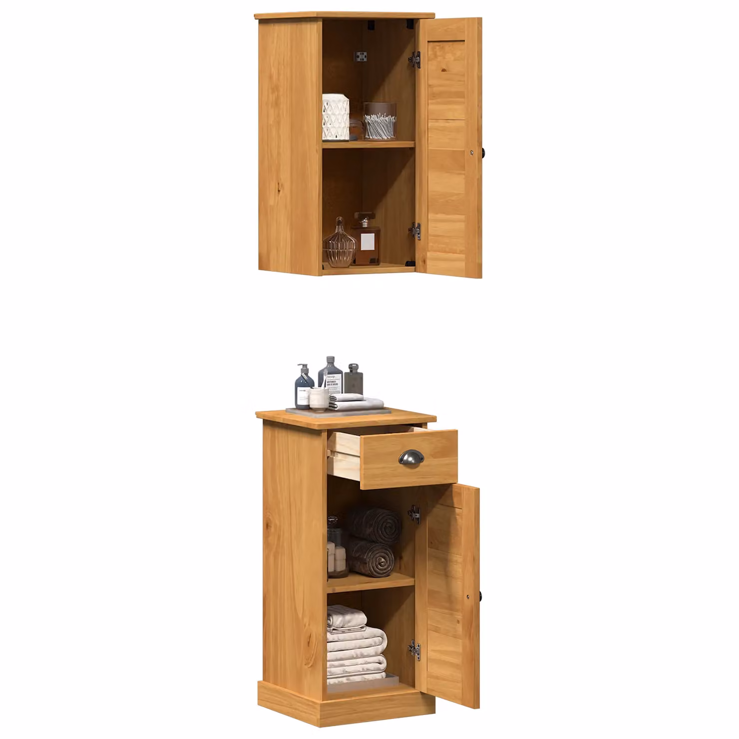 Berkfield Home 2-Piece Rustic Pine Bathroom Furniture Set in Brown and Honey Brown – 2