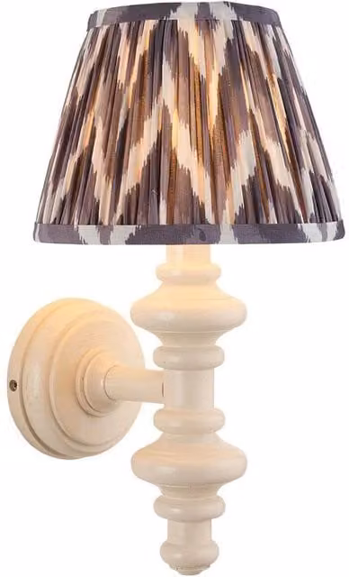 Netlighting Carnaby Almond White and Grey Wall Light with Fabric Zigzag Shade and B22 Fitting, Diameter: 20 cm