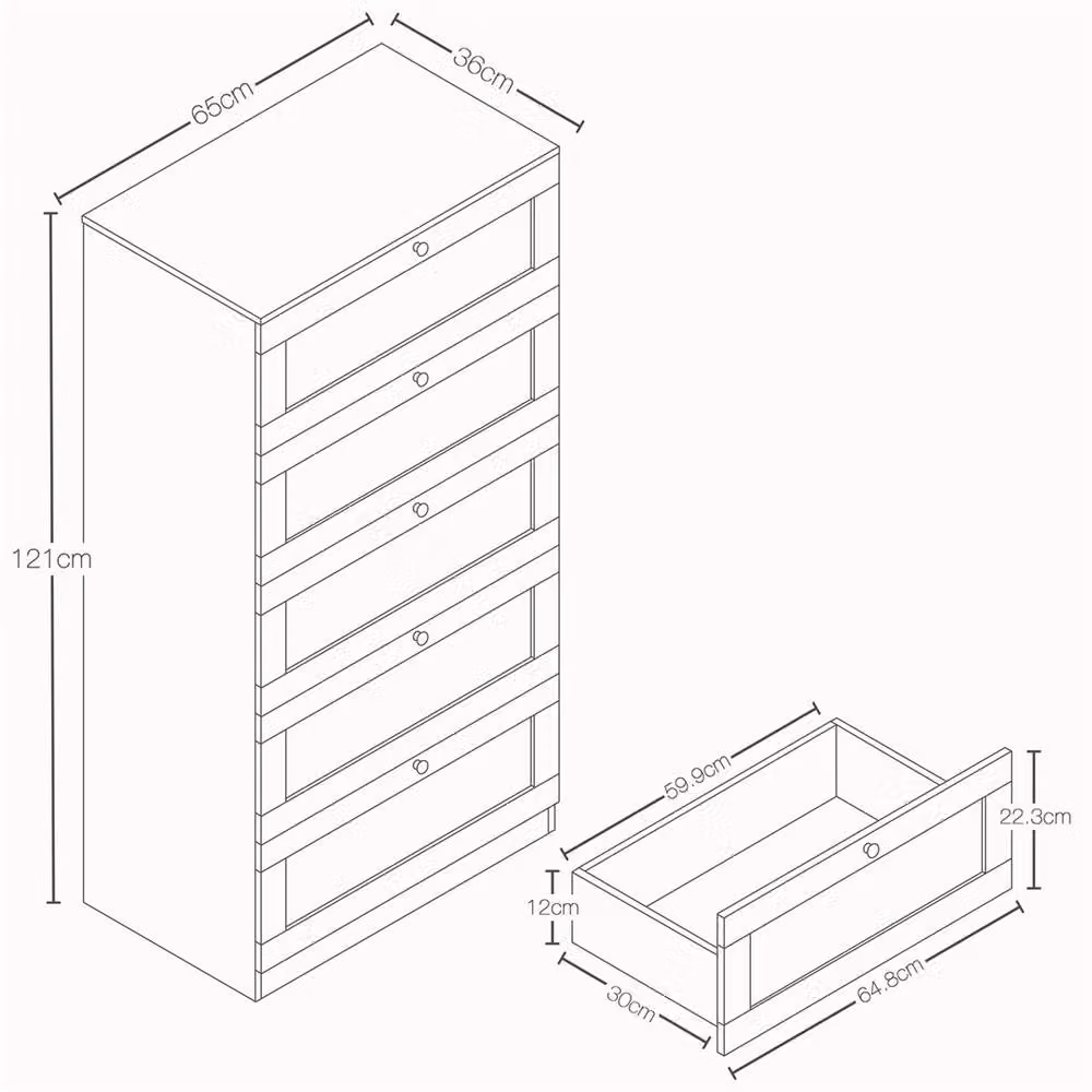 EONLION Modern 5-Drawer Chest Storage Unit in Black – 2