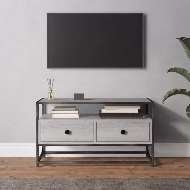Berkfield Home Grey Sonoma TV Cabinet in Engineered Wood, W/D/H: 80 x 35 x 45 cm