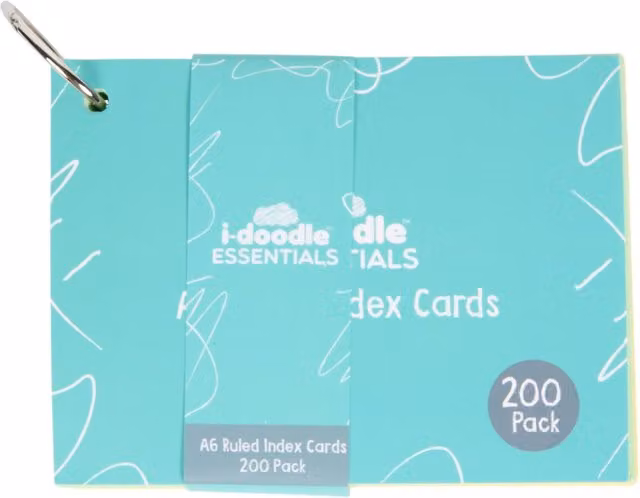 i-doodle Pack of 200 Turquoise A6 Lined Paper Index Cards