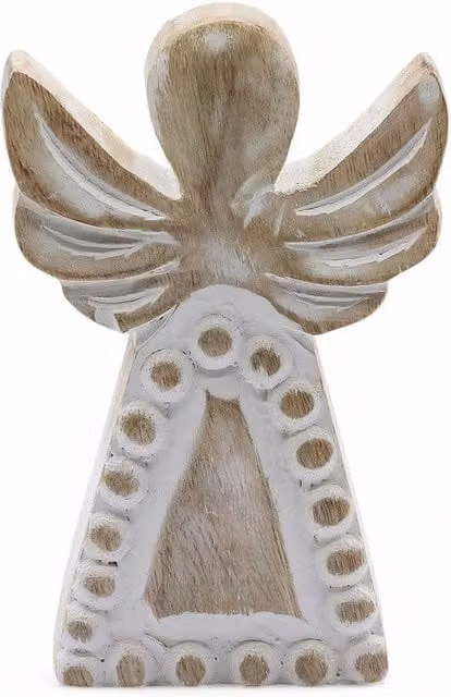 Serenityy Rustic White Mango Wood Angel Tabletop Christmas Decoration