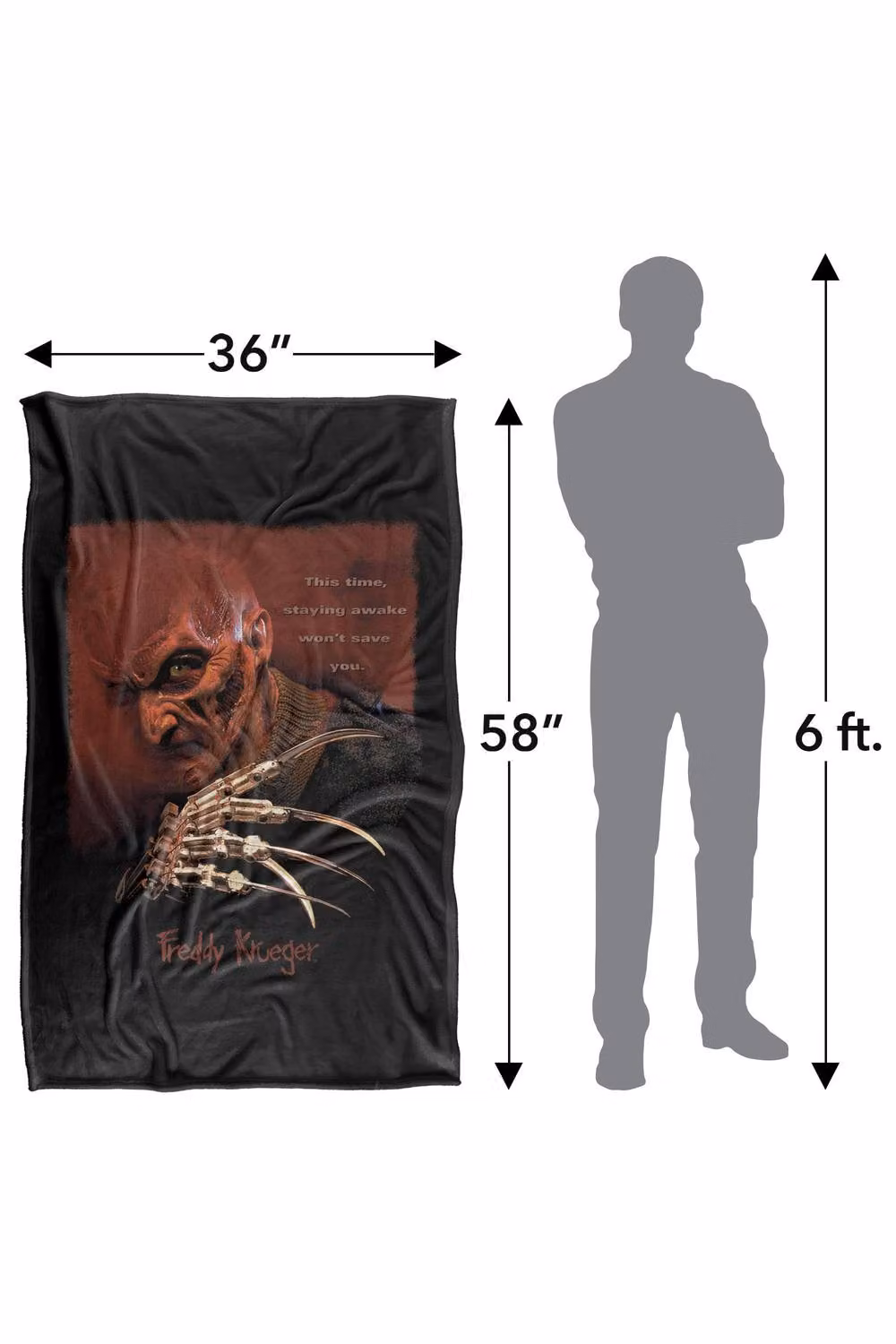 Warner Bros. A Nightmare On Elm Street Freddy Krueger Extra Large Fluffy Polyester Blanket in Multicolour and Black – 3