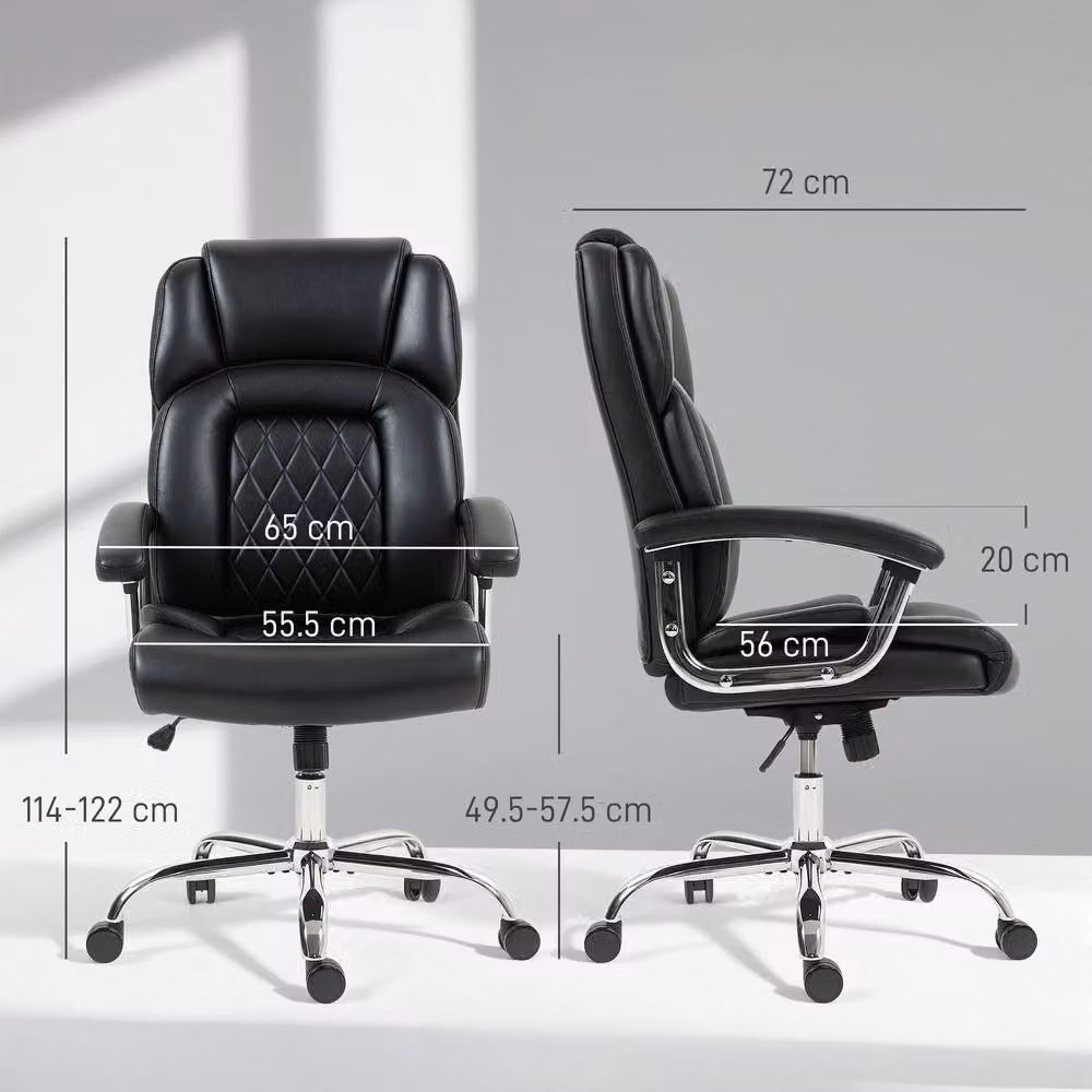 HOMCOM Black High Back Office Task Chair with Headrest and Armrests – 3