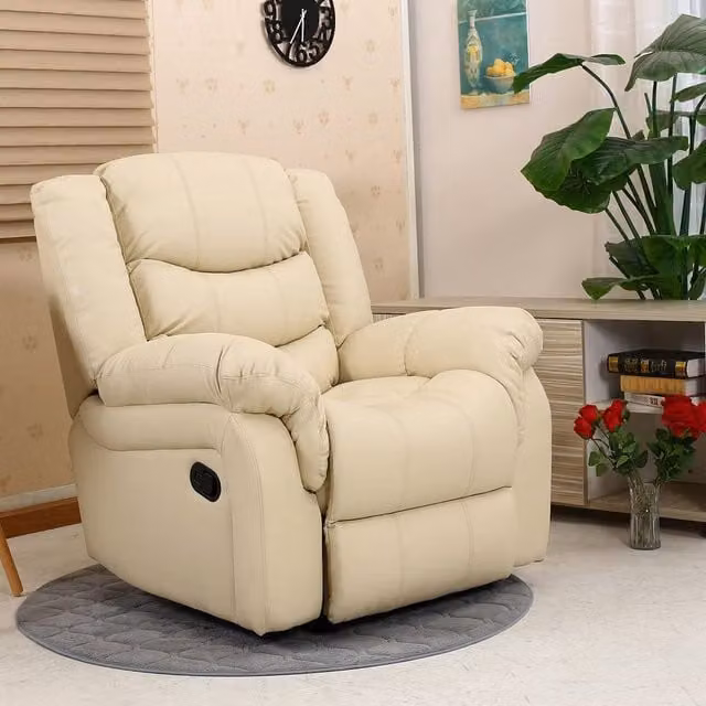 More4Homes Seattle Leather Recliner Armchair in Cream