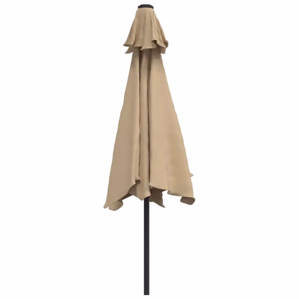 Berkfield Home Outdoor Parasol with LED Lights and Steel Pole, Beige, Diameter: 300 cm – 3