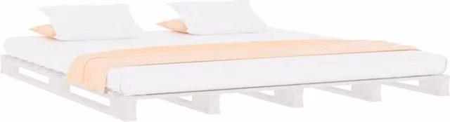 Berkfield Home White Pallet Bed Made of Solid Pine Wood, W/D/H: 140 x 200 cm