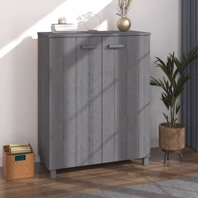 Berkfield Home HAMAR Shoe Cabinet in Dark Grey Solid Pine, W: 85 cm, D: 40 cm, H: 108 cm – 1