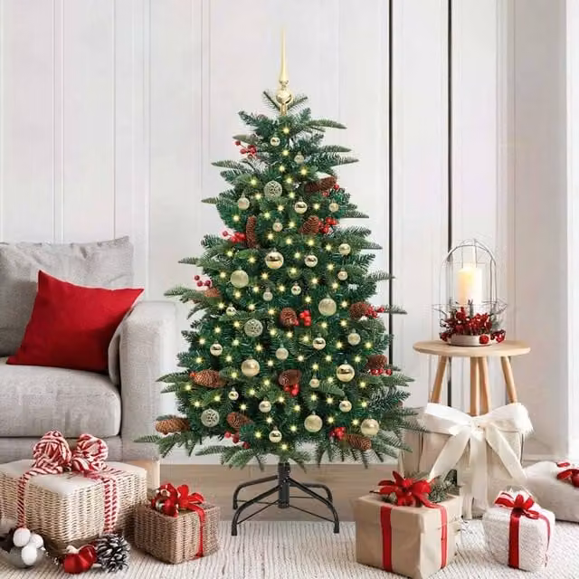 Berkfield Home Artificial Green Christmas Tree with 150 LEDs and Stand, Height: 150 cm
