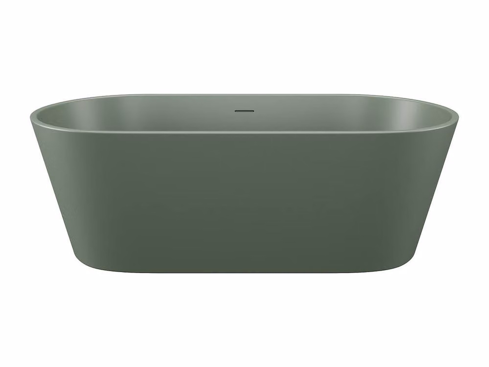 LUZECA Oval Freestanding Acrylic Bathtub with Apron, Green, W/D/H: 159 x 74 x 56 cm – 2