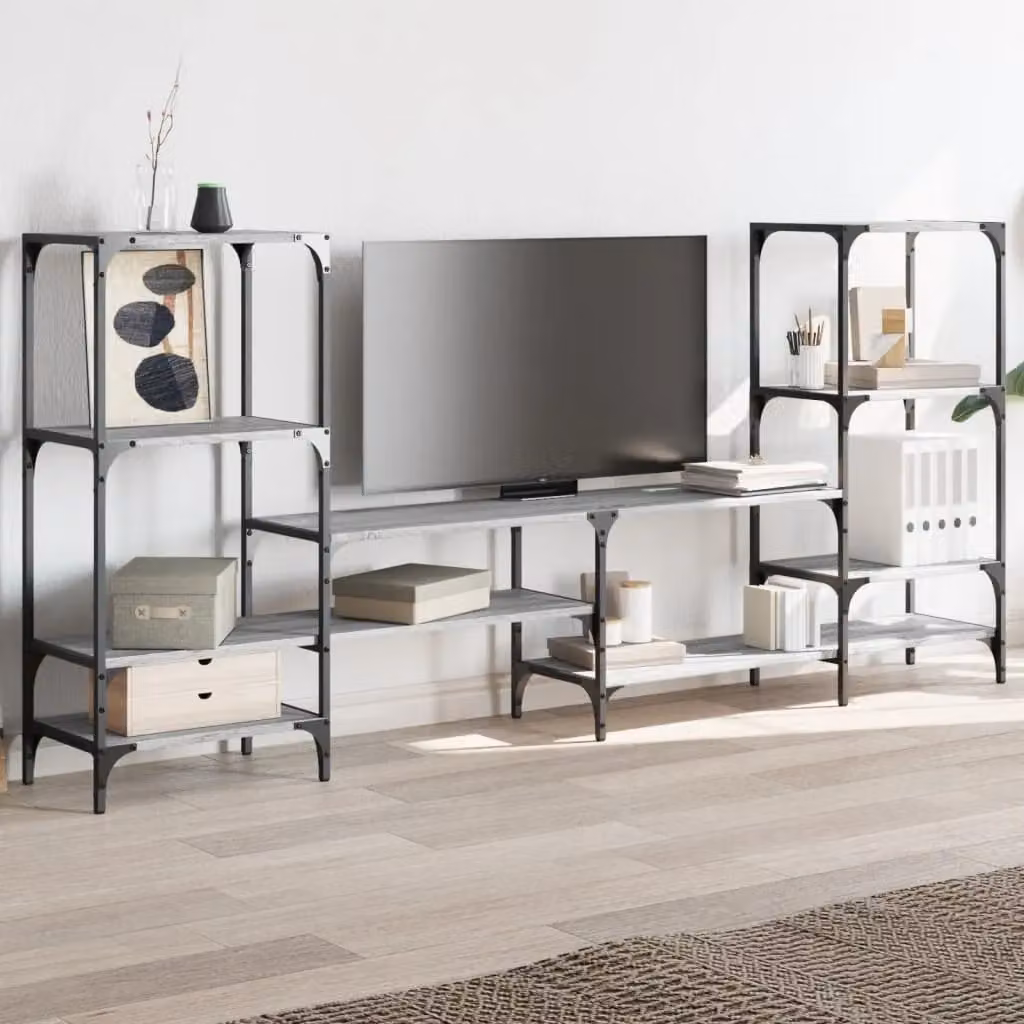 Berkfield Home Grey Sonoma TV Cabinet in Engineered Wood W: 206.5 cm, D: 28.5 cm, H: 95 cm – 3