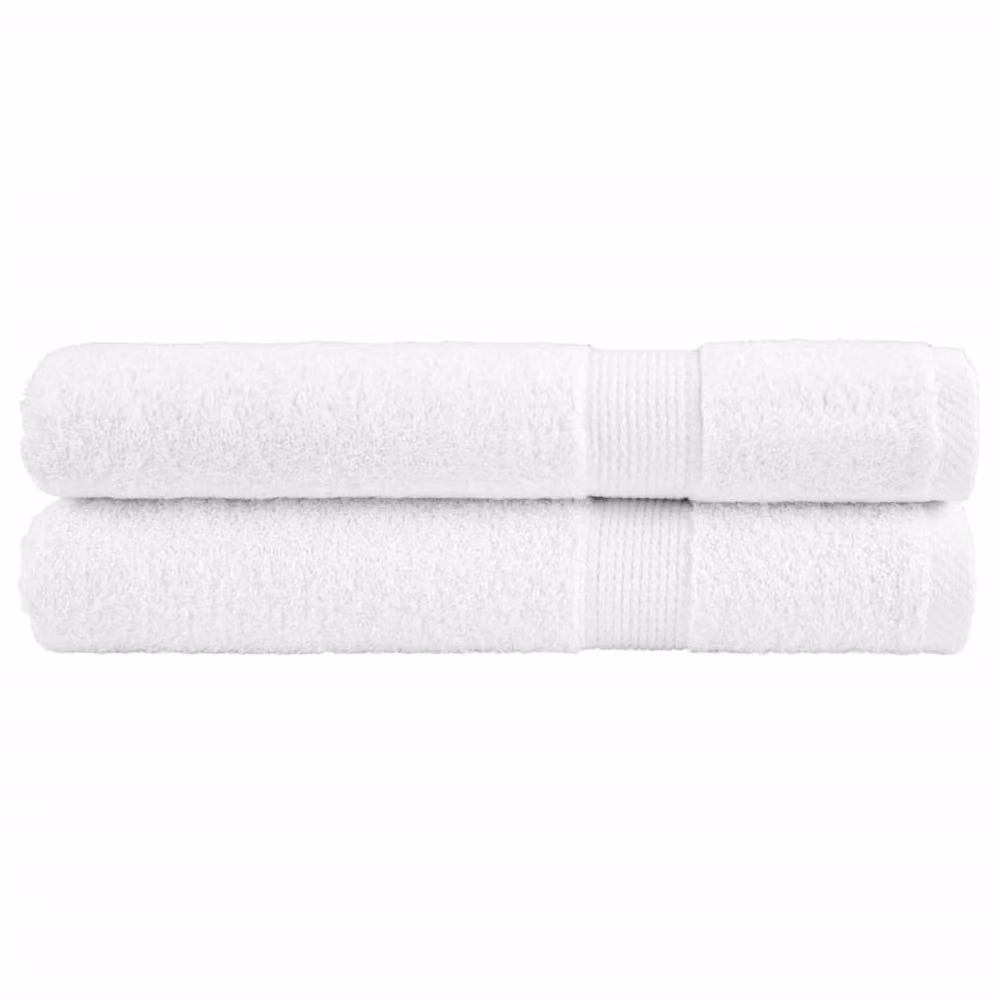 Berkfield Home SOLUND Premium Cotton Terry Towels, 2 Pack, White, W: 100 cm, L: 200 cm, 600gsm – 2