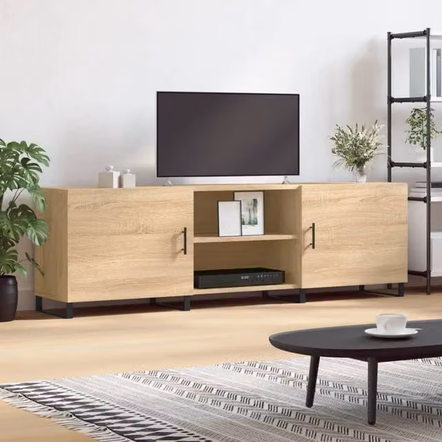 Berkfield Home Modern Sonoma Oak TV Cabinet in Brown, W/D/H: 150 x 30 x 50 cm – 1