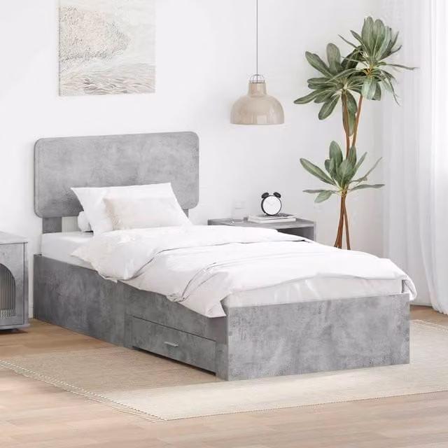 Berkfield Home Bed Frame with Drawers in Grey Engineered Wood